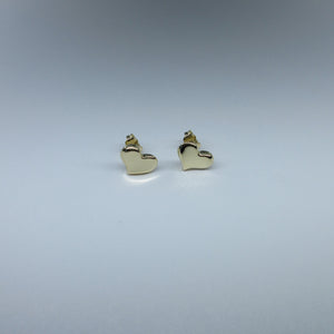 9ct Yellow Gold Heart Stud Earrings