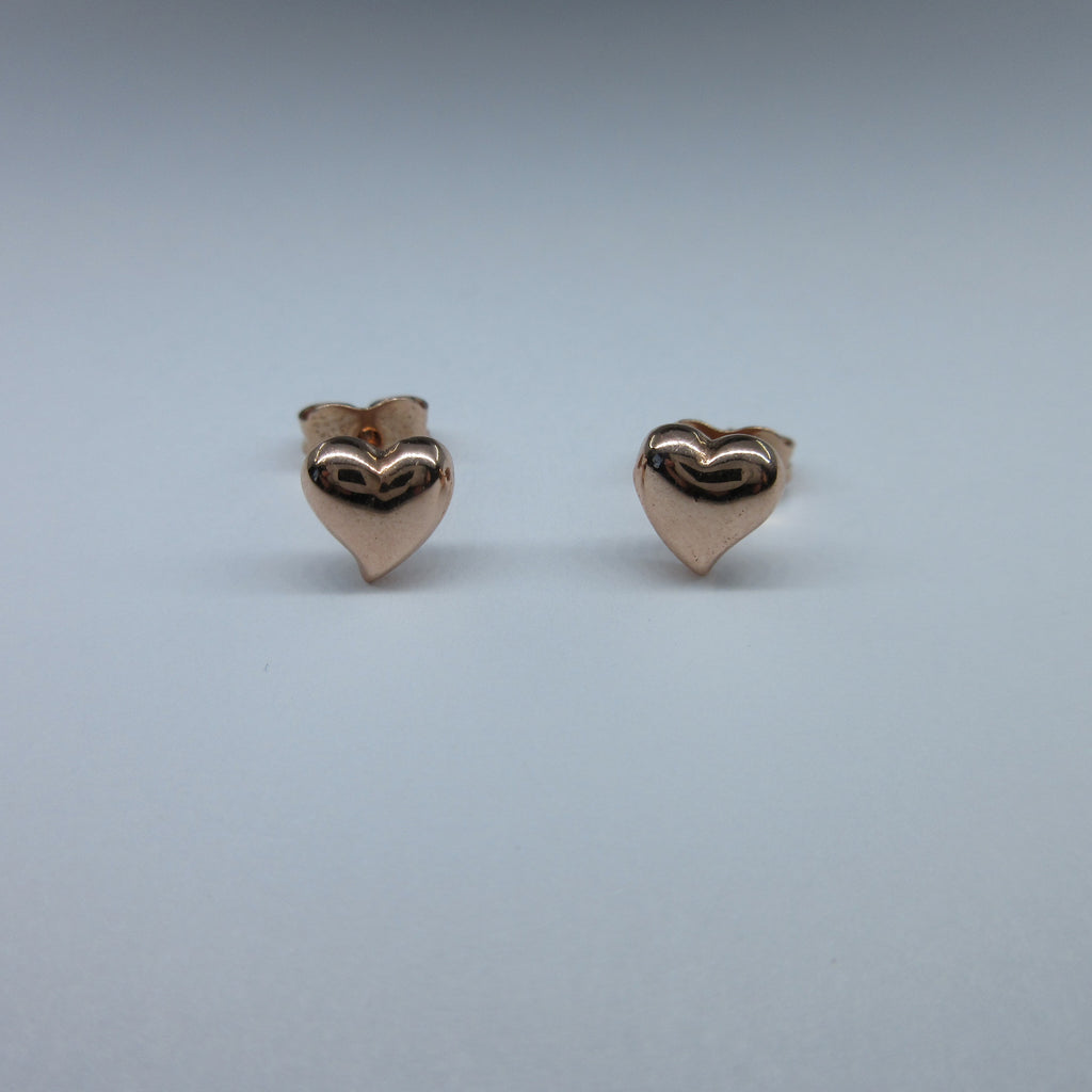 9ct Rose Gold Solid Heart Stud Earrings