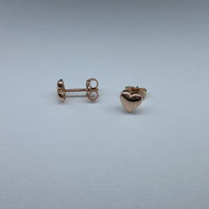 9ct Rose Gold Solid Heart Stud Earrings