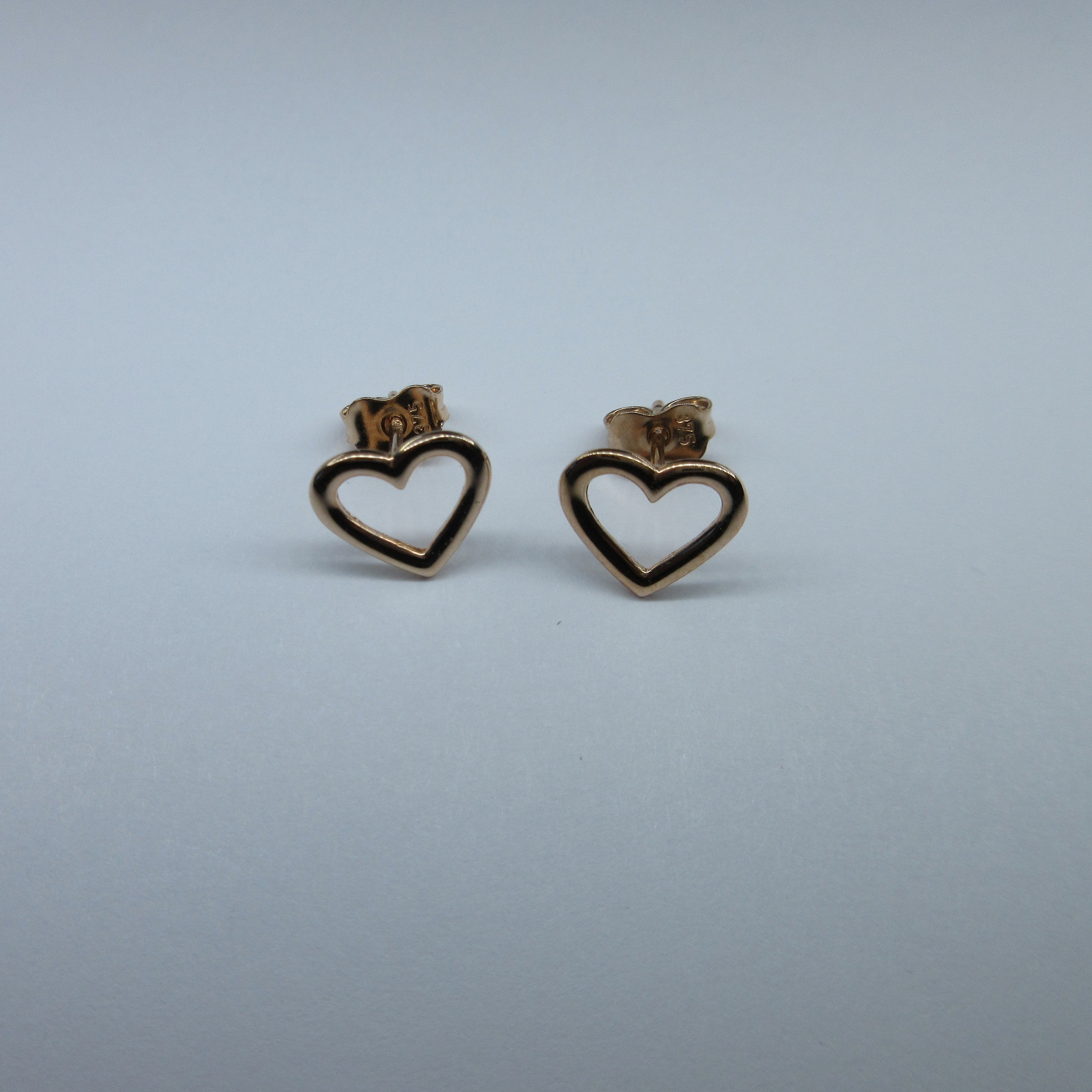 9ct Rose Gold Heart Stud Earrings