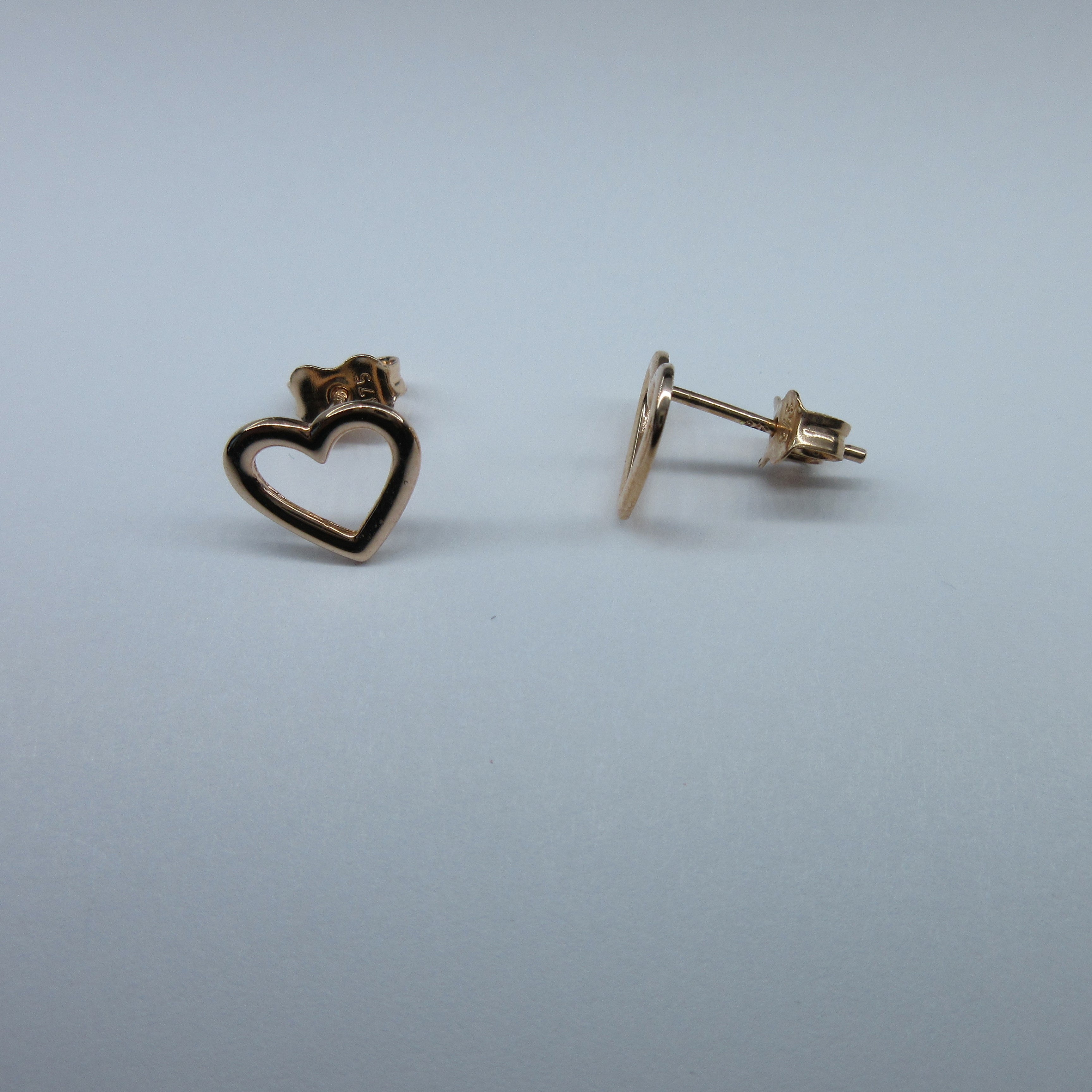 9ct Rose Gold Heart Stud Earrings