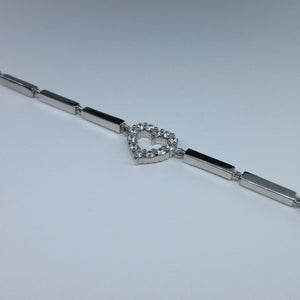 Ladies Silver C/Z Heart Bracelet