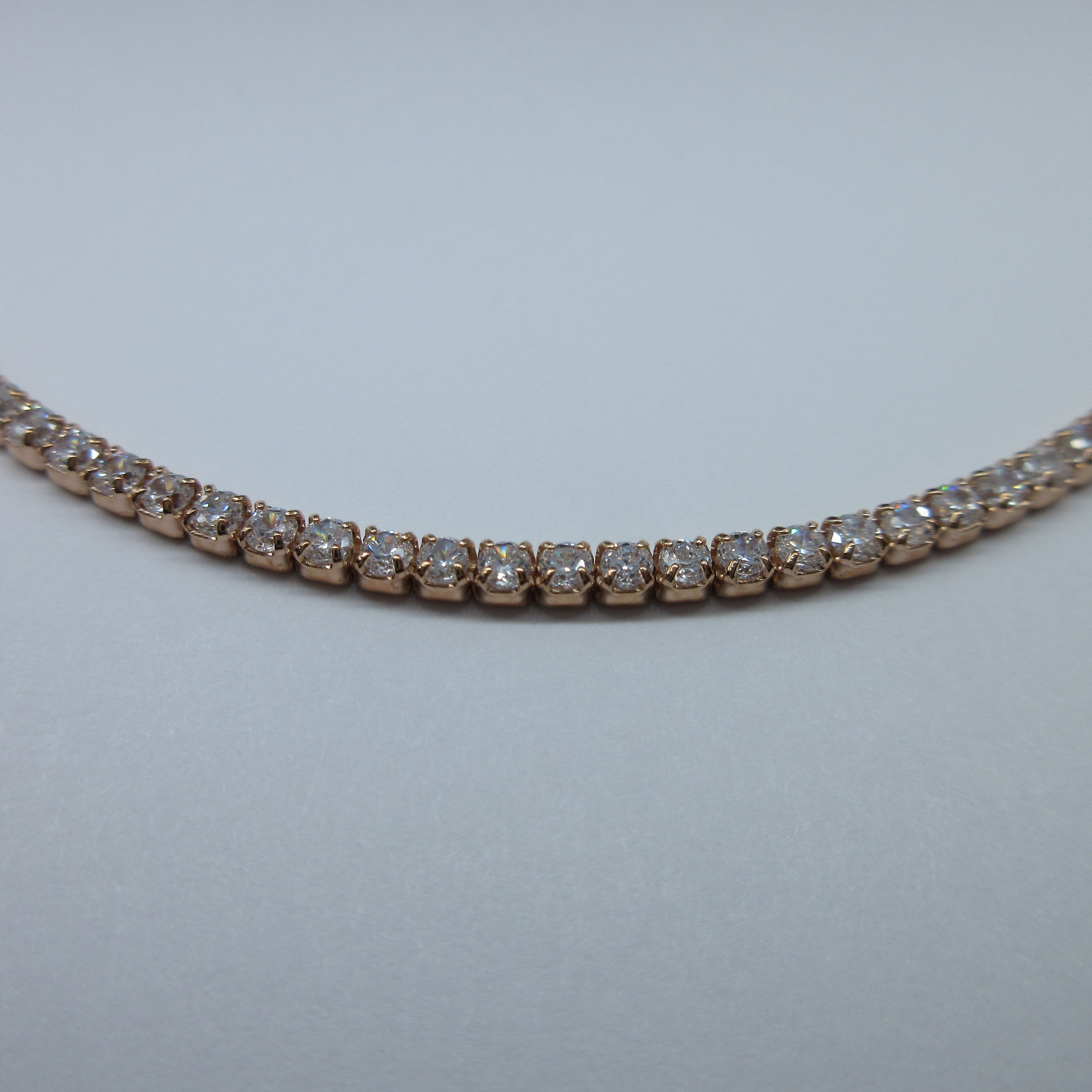 Ladies Rose Gold on Silver C/Z Tennis Bracelet