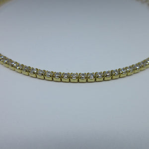 Ladies Yellow Gold on Silver C/Z Tennis Bracelet