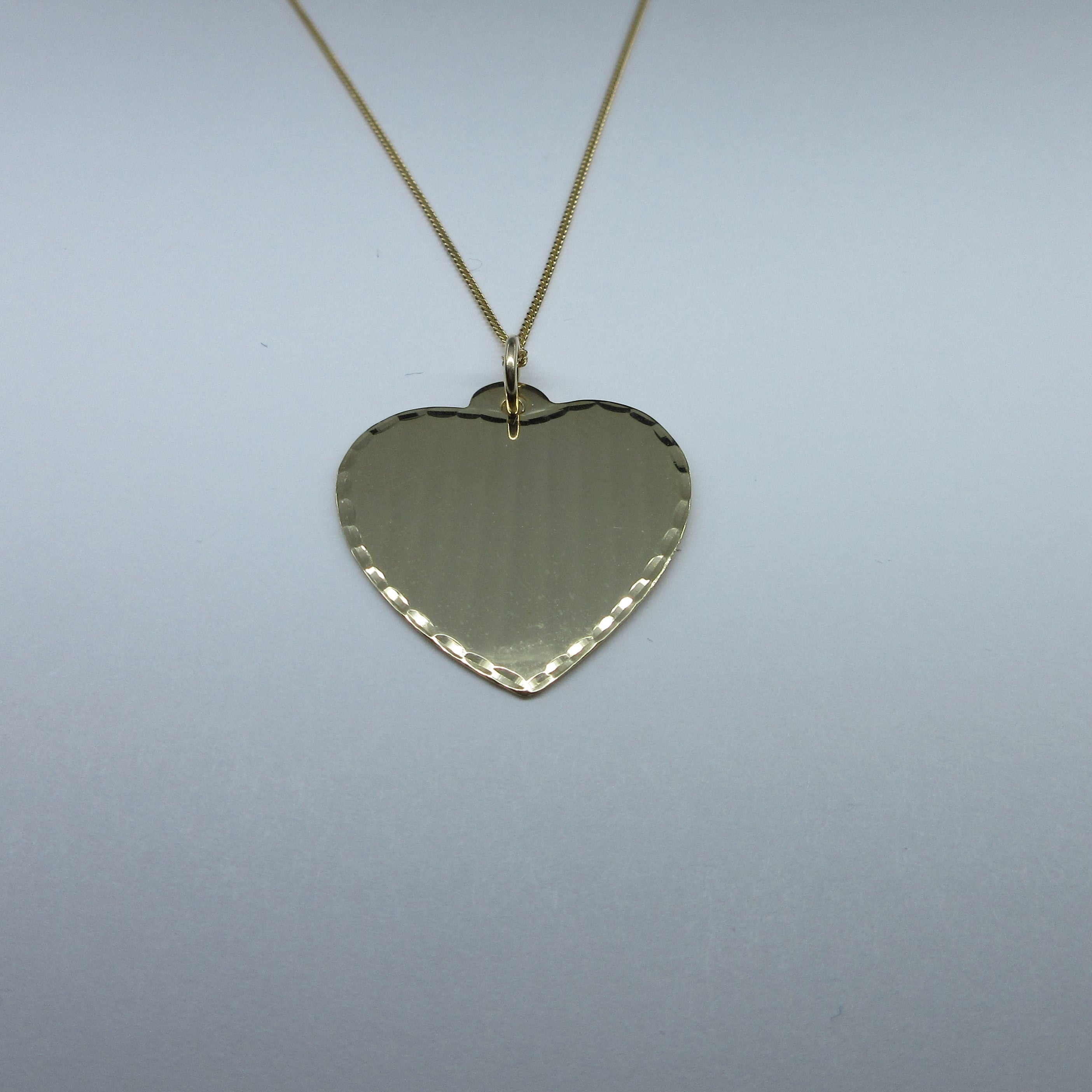 9ct Yellow Gold Diamond Cut Edge Heart Necklace