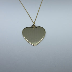 9ct Yellow Gold Diamond Cut Edge Heart Necklace