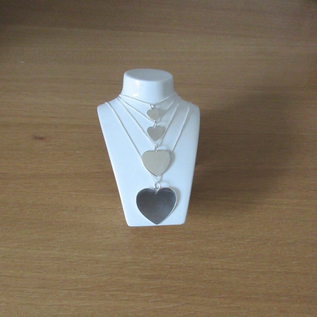 Silver Solid Plain Heart Necklace