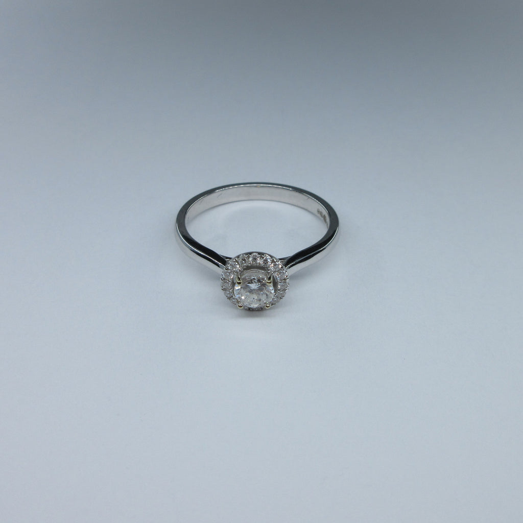 18ct White Gold Diamond Halo Ring