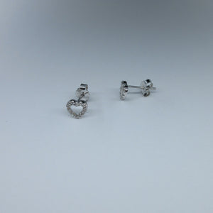 Silver C/Z Heart Stud Earrings