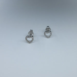 Silver C/Z Heart Stud Earrings