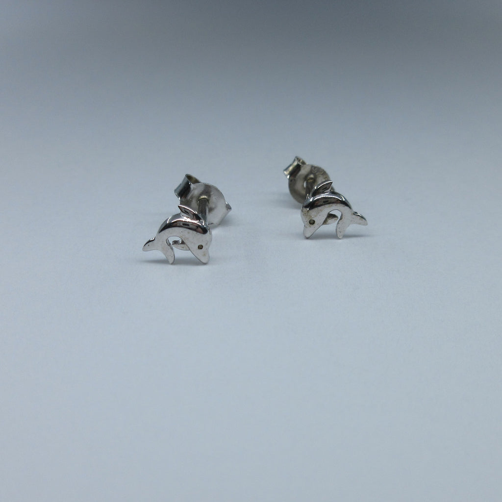 Silver Dolphin Stud Earrings